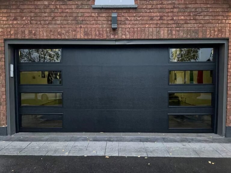 black-matte-garage-doors-with-modern-layout-windows
